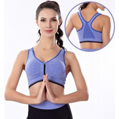 Zipper Professional Wireless Shockproof Bra Padded Fitness Underwear Vest Push Up Bra