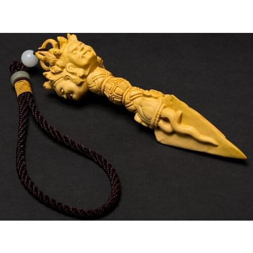 Wood Carving Hand Toys Sculpture Vajra Pestle Vajra Lotus Cobaly Pestle Boxwood Carvings Lucky Gifts Men Buddha Religion