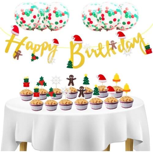 Happy Birthday Party Christmas Decoration Cake Topper 1st Birthday Party Decoration Banner kw89