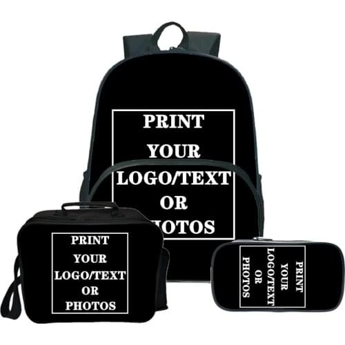 3pcs/set Custom Dropshipping School Bags Teenager Anime Backpacks Custom Name Logo Pattern 3d Pencil Case Lunch Bag Backpacks