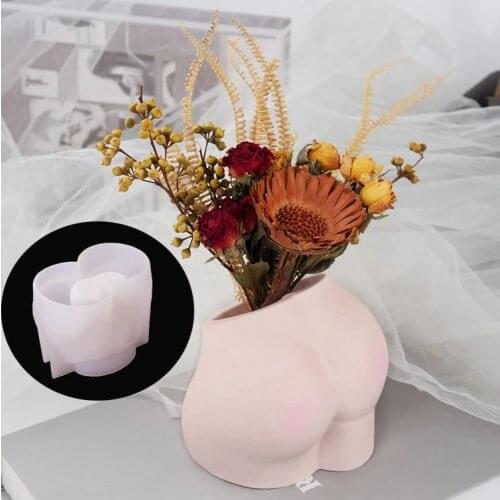 New Buttocks Vase Pen Holder Silicone Mold for Pot Concrete Cement Clay Mold Candle Soap Polygonal Handmade Making Mould