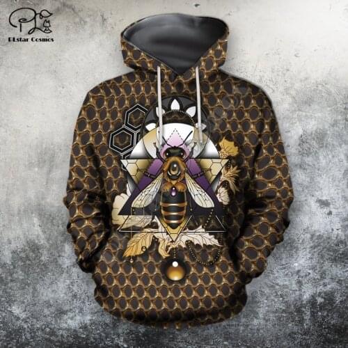 PLstar Cosmos Honey Bees 3D Printed Hoodies Casual Men/Women Zipper Hooded Beautiful Animal Unisex Brand Streetwear Apparel B8
