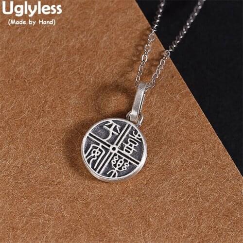 Uglyless Chinese Best Wishes Gifts Jewelry for Women Thai Silver Medal Pendants Necklaces + Chain 925 Silver China Chic Necklace