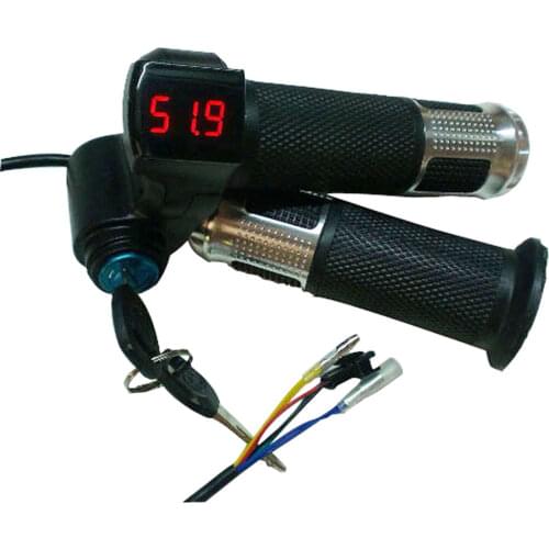 Electric Bike Scooter Throttle Grip 12V-96V Speed Adjustment Handle with Key Lock Display Battery Power