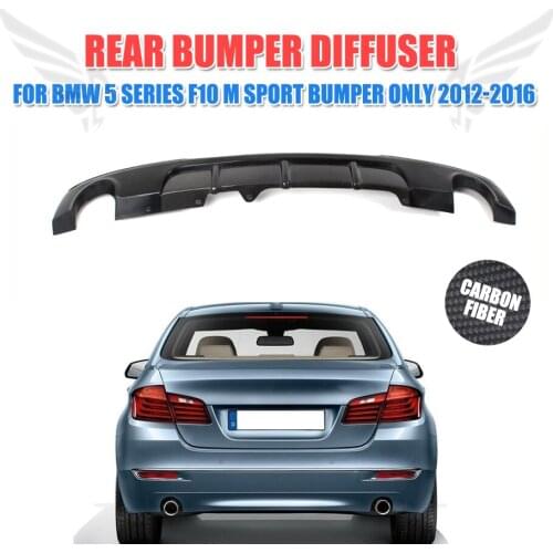 Rear diffuser Lip For BMW 5 Series F10 M Sport Sedan 530i 535i 550i 2012-2016 Half carbon fiber With FRP Dual Exhaust One Out