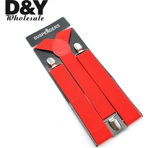 Women MenS Shirt Suspenders For Trousers Pants Holder Clip-on Braces Elastic 3.5cm Wide Red Y-back Wholesale Gallus 2020 New
