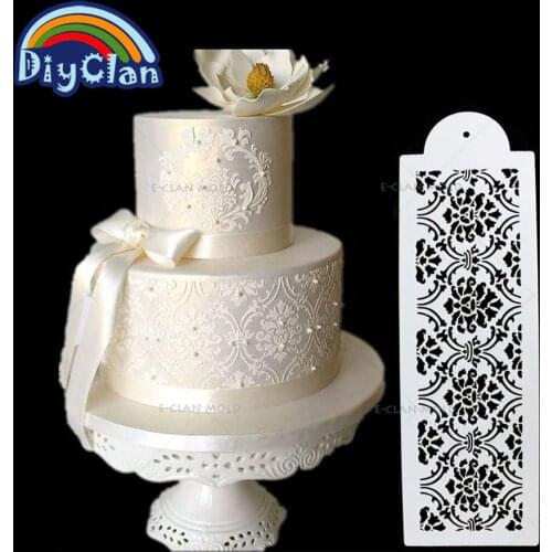 1pc fashion damask lace border birthday cake side cupcake flower stencil sugarcraft decortion baking tools P0057