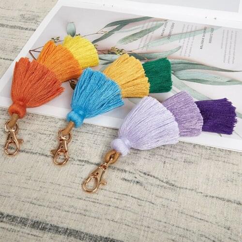 1pcs Women Colorful Boho Pom Pom Tassel Bag Charm Key Chain Fashion Jewerly