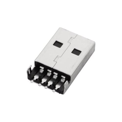 10pcs/lot USB 2.0 4Pin A Type Male Plug SMT Connector Black for Data Transmission Charging
