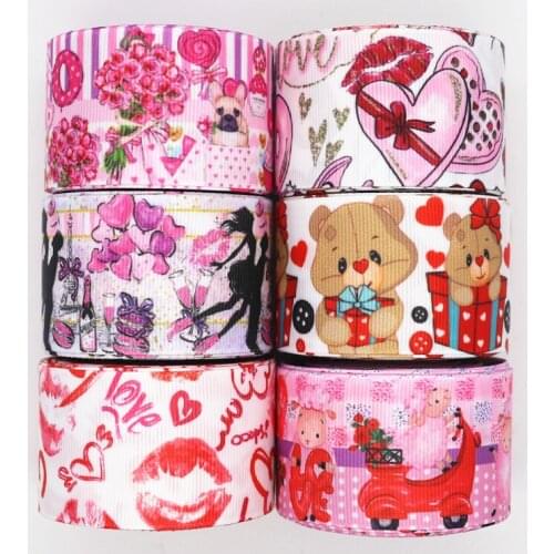 10 Yards 1.5'' 38MM Valentines Day Printed Grosgrain Ribbons For Hair Bows DIY Handmade Materials Y19122401