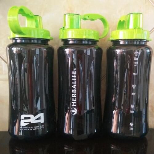 1L/2L/2000ml Black large size Portable Space Herbalife Nutrition 24 hour Shaker straw style strap water Bottle