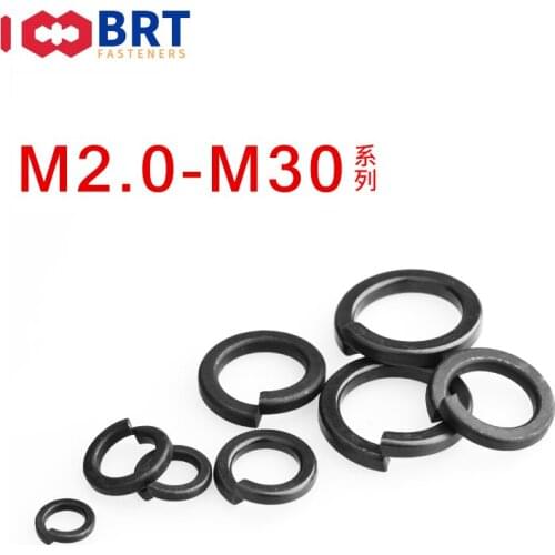2/50pcs M2 M2.5 M3 M4 M5 M6 M8 M10 M12 M14 M16 M20 M24 DIN127 GB93 Black Grade 8.8 Steel Spring Washer Split Lock Elastic Gasket