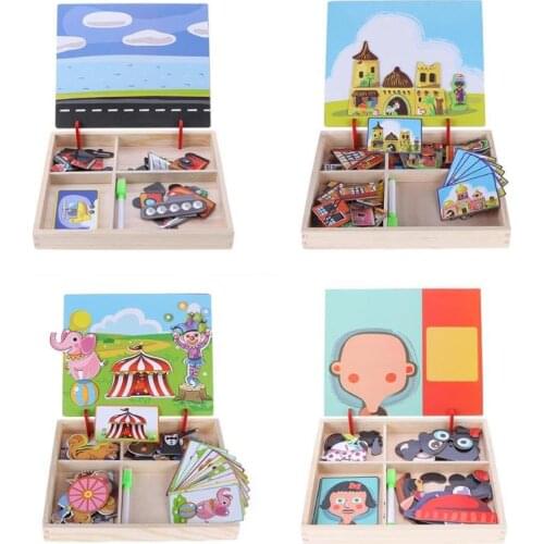 3D Wooden Kids Educational Pretend Play Learning Toys Magnetic Puzzle Wood Toy Wooden Puzzles Kids Wooden Puzzles Game Toys Gift