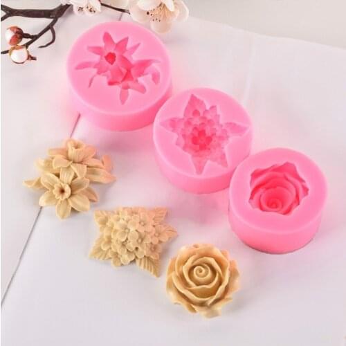 3d lilac rose lily fondant silicone mold gypsum cake decoration DIY chocolate baking tools silicone mold handmade soap mold
