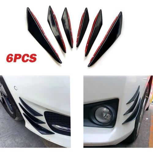 6pcs/set Universal Front Bumper Lip Decoration Diffuser Splitter Fins Body Spoiler Canards Valence Chin Car Tuning Canard