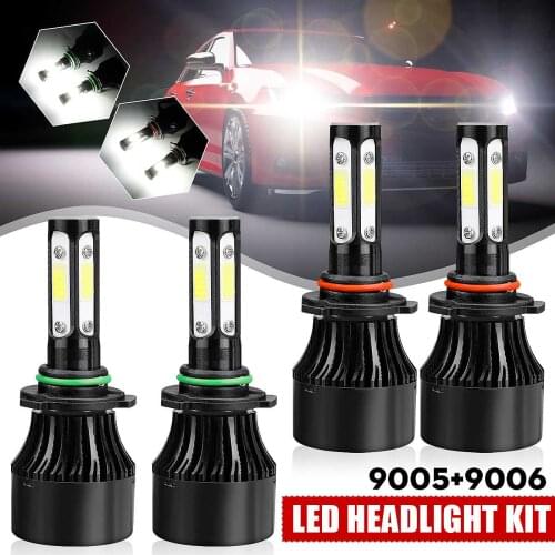 9005/9006/H11 2x 4-Side Combo Car LED Headlight Kit Hi-Low Beam Bulb 6000K 120W 32000LM Auto Headlamp LED Fog Light