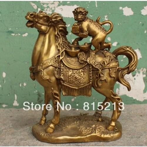 Bi00276 10" Chinese Bronze Wealth Money Animal Mashang Monkey On Tang Horse States
