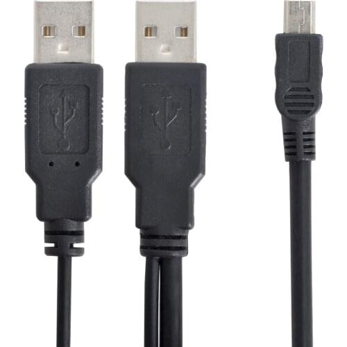 CYSM USB2.0 2 Male to Mini 5 Pin Y Cable Hard Disk Drive CAS