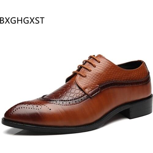 Formal Business Shoes Men Brogue Shoes Men Office 2021 Men Dress Suit Shoes Leather Wedding Dress Los Zapatos De Los Hombres