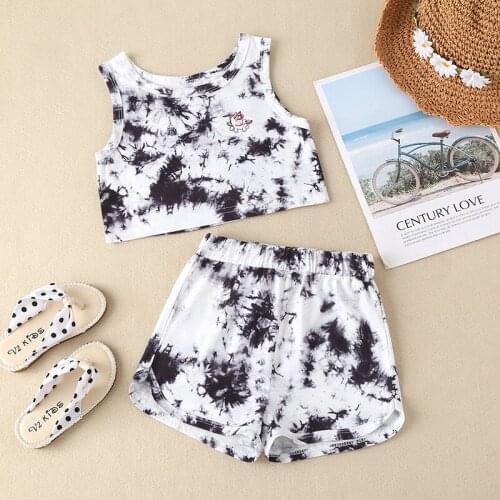 2021 Spring Summer Cute New Girls Leaf Sling + Shorts 2Pce Baby Girl Suit Printing Casual Childrens Clothing Kids Set 1-4 Years