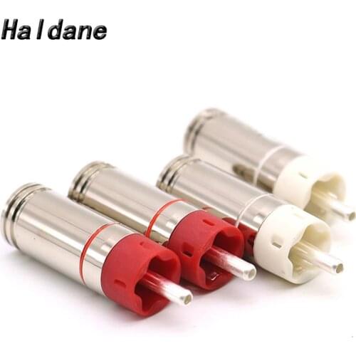 Haldane 4pcs/lot HIFI Star Line Silver Plated Tellurium Coppero RCA Plug Jack Connector RCA Cables