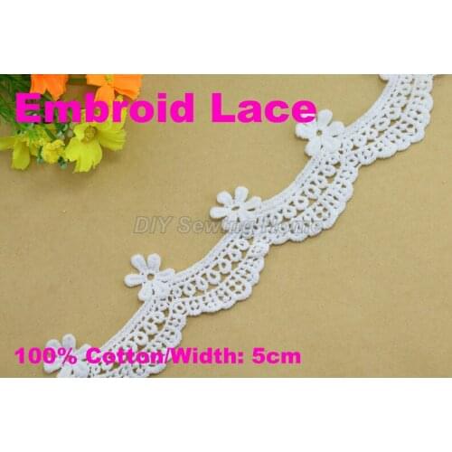 5cm width 100% cotton lace sewing ribbon guipure lace trim or fabric warp knitting DIY Garment Accessories free shipping#3258
