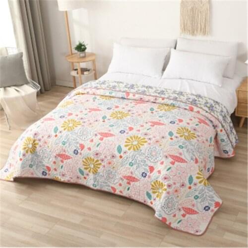 Fashion Bedding Quilt Bedspread Floral Printed Elegant Summer Duvet Quilted Blanket AB Sides Coverlet Cubrecam Bed Cover