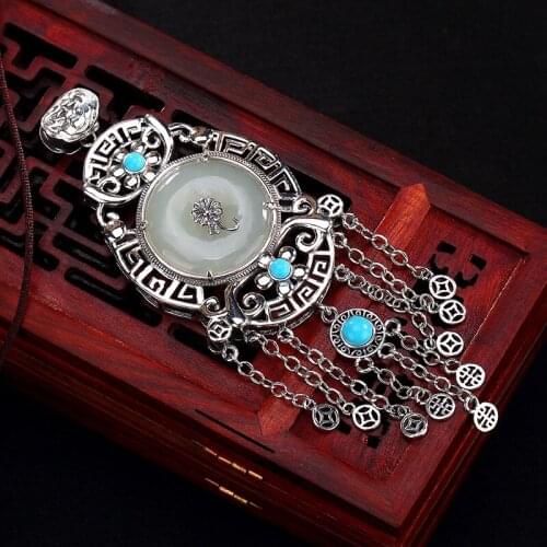 2018 Hot Sale Carnelian Platinum Circle New S925 Pure And Tian Yu Safety Buckles, Old Ladys Sweater Chain Pendant Wholesale