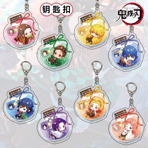 New Demon Slayer Keychain Anime Kimetsu no Yaiba Kamado Tanjirou Kamado Nezuko Figure Acrylic Pendant Keyring