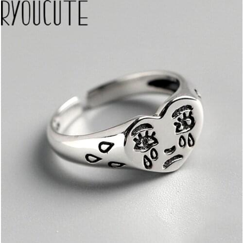 Charming Boho Korean Open Adjustable Face Rings for Women Wedding Ring Jewelry Valentines Day GIFT