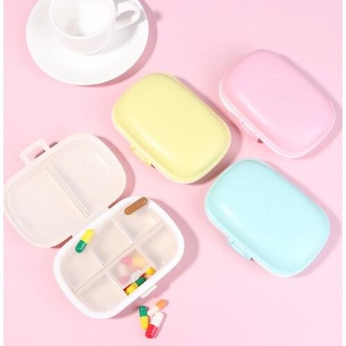 8 Grids Organizer Container For Tablets Travel Pill Box With Seal Ring Small Box For Tablets Wheat Straw Container For Medicines