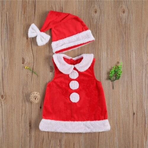 0-3T Christmas Newborn Kid Baby Girl Clothes Sleeveless Red Dress Elegant cute Sweet Xmas Party Club Princess Dress