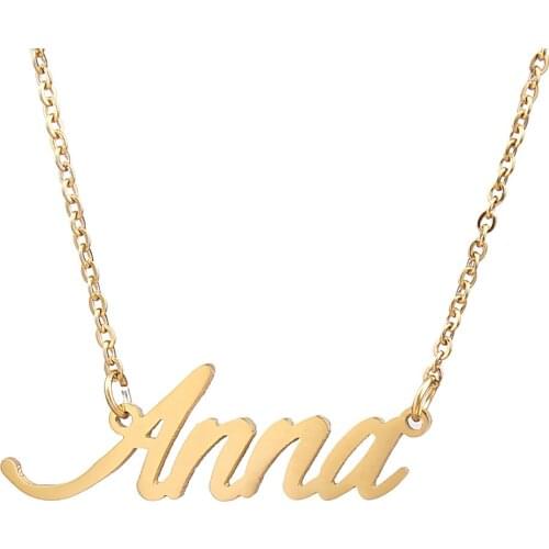 Anna Name Necklace Personalised Stainless Steel Women Choker 18k Gold Plated Alphabet Letter Pendant Jewelry Friends Gift