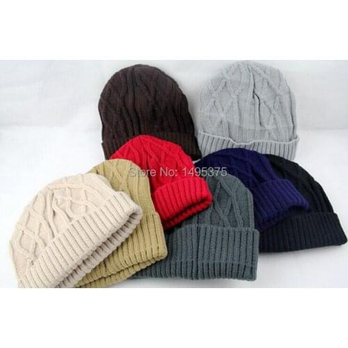120pcs/lot thicken ski cap knitted man hat beanie
