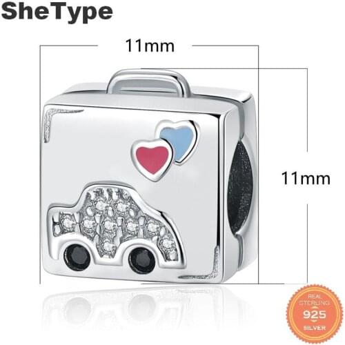 Jazaz Gift For Girls 3.0g Treasure Box Cubic Zirconia Charm Silver 925 Sterling Silver Charms Jewelry DIY 2020
