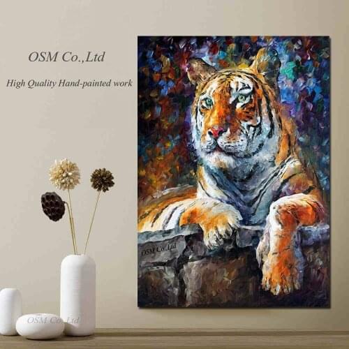 Professional Artist Hand-painted High Quality Tiger Oil Painting On Canvas Modern Abstract Tiger Painting For Living Room