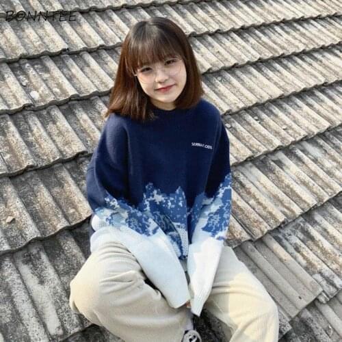 Pullovers Women Chic Spring Basic Loose All-match Harajuku Popular BF Style Teens Clothes Stylish College Long Sleeve Sweater
