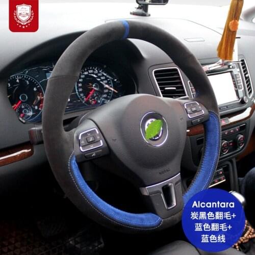 Real Alcantara for VW Volkswagen Golf 7 gti Lamando Sagitar Magotan Tiguan steering wheel cover suede Grip Cover car accessories
