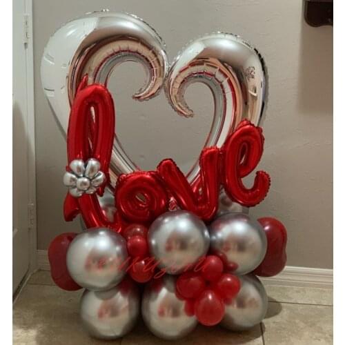 50pcs/lot 18inch Hook Heart-Shaped Balloons Helium Balloon Wedding Valentines Day Supplies Birthday Party Decoration Heart Foil