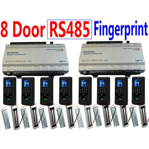 8 Door Turnkey RS485 line tele-communication Access Controller Systems TFT-LCD Fingerprint scanner+EM Card slave reader entrance