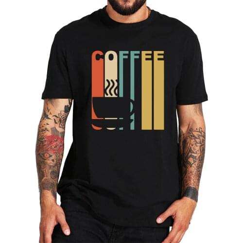 Vintage T Shirt Coffee Retro Graphic Life Pattern High Quality Soft Cotton EU Size Short Sleeve Tops Tee Homme