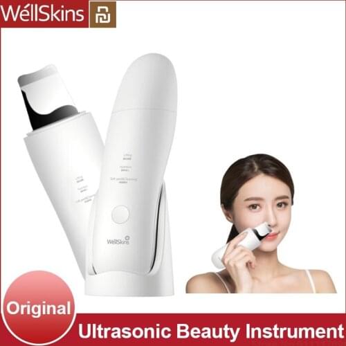 Youpin Wellskins Ultrasonic Facial Skin Scrubber Deep Face Cleaning Blackhead Remove Beauty Instrument Face Clean Machine