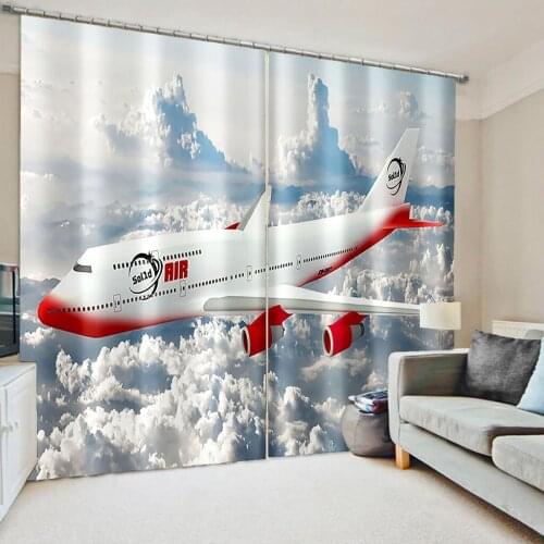 Photo white fly curtains 3D Curtain Printing Blockout Polyester 3D Blackout Curtains For Living room