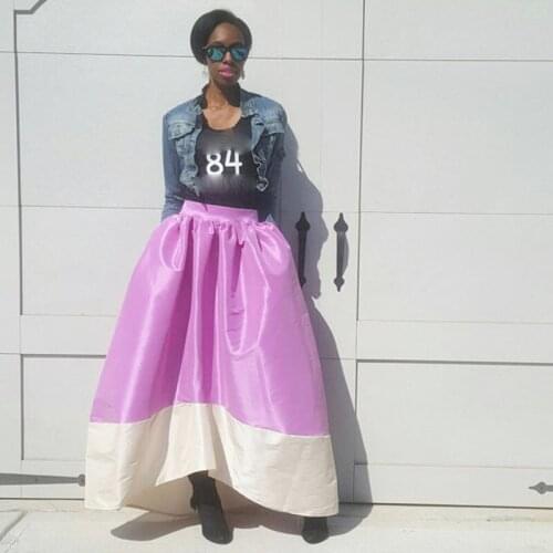 High Slow Skirt Long saias mulher faldas Lavender White Pleated Skirt Women Party Skirt Maxi Custom Made jupe femme 2020