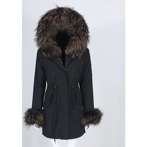 MENINA BONITA 2021 New Waterproof Long Parka Real Fur Coat Winter Jacket Women Natural Raccoon Fur Collar Hooded Warm Detachable