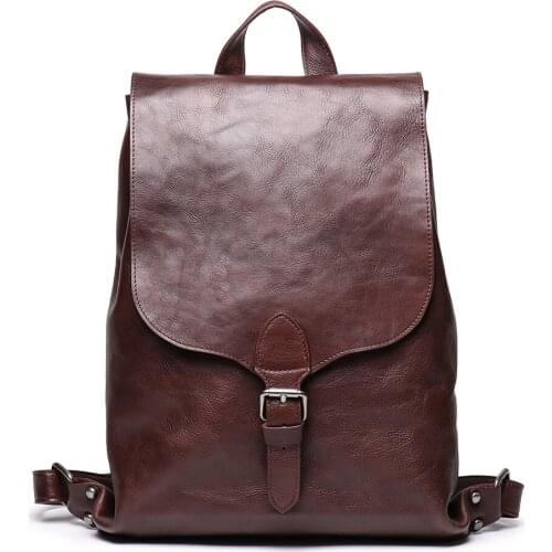 Nesitu Highend Vintage Brown Coffee Vegatable Tenned Full Grain Genuine Leather Women Men Backpacks Real Skin Travel Bags M9019