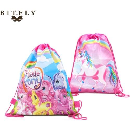27x35cm Fashion Drawstring Bag Unicorn Mochila Feminina Drawstring Backpack Women daily Casual portable travel storage bag