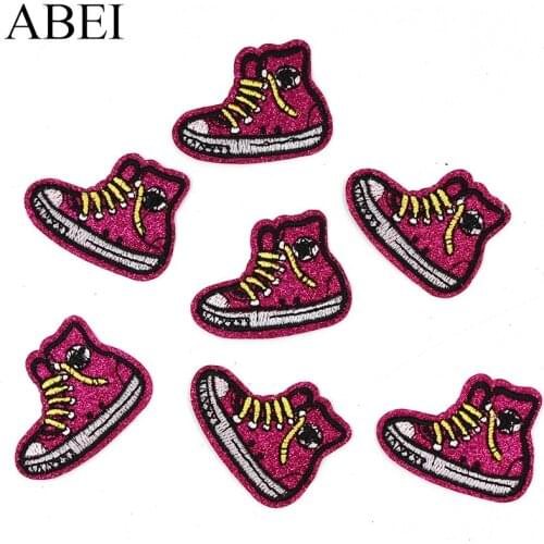 10pcs/lot Diy Glitter Shoes Stickers Iron On Fashion Clothes Appliques Sew Handmade Patchwork Backpack Pants Jeans Coats Patches