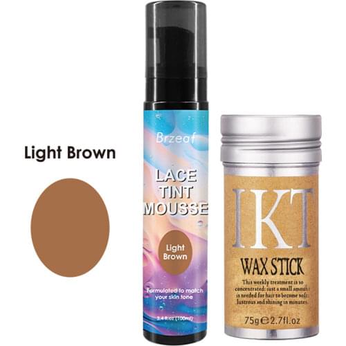 100ml Light Brown Lace Tint Mousse for lace Wigs + 75g Hair Wax Stick Wig Adhesive For Closures, Wigs And Closure Front