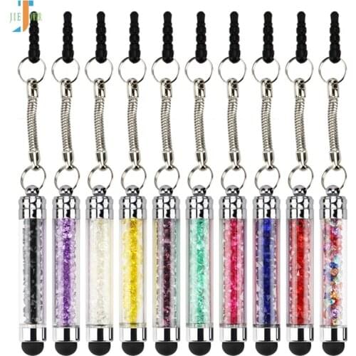 1000pcs/lot High Sensitive Portable Mini Diamond Crystal Capacitor Touch Pen for Iphone IPad Mobile Phone PC Tablet Wholesale